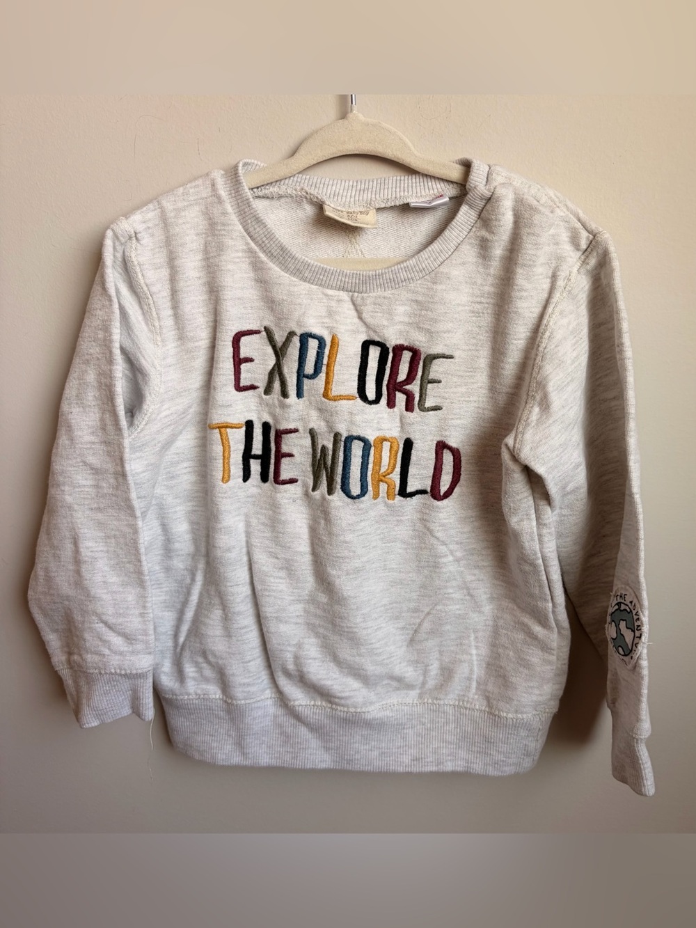 Zara Kids "Explore the World" Embroidered Sweatshirt - Cream